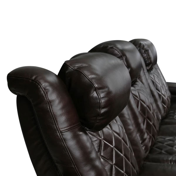 Valencia Tuscany Row of 3 Brown Leather Power Reclining Home Theatre Seating