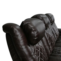Valencia Tuscany Row of 3 Brown Leather Power Reclining Home Theatre Seating