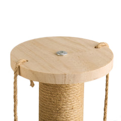 Solid Wood Cat Scratch Pole Cat Turntable, Cat Spring Teasing Stick, Cat Scratch Board, Durable and Wear-resistant Cat Toys, Sisal Cat Climbing Frame, Bell Ball, Oval Mushroom Turntable