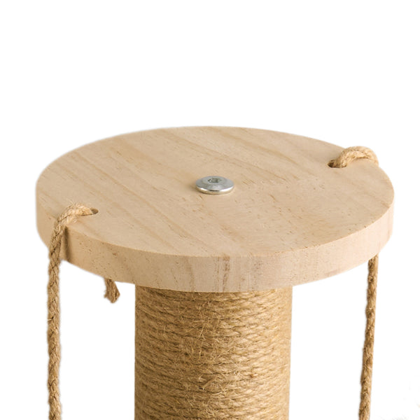 Solid Wood Cat Scratch Pole Cat Turntable, Cat Spring Teasing Stick, Cat Scratch Board, Durable and Wear-resistant Cat Toys, Sisal Cat Climbing Frame, Bell Ball, Oval Mushroom Turntable
