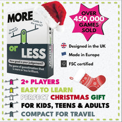 More or Less First Edition Card Game - How Good Is Your Judgement? 2 Players + | Secret Santa or Stocking Filler for Him or Her | for Kids, Teens & Adults | Play Anywhere | Age 12+