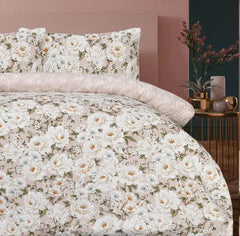 Elegant Blossom Blush Reversible Microfiber Printed Duvet Cover Set & Pillow Cases Bedding Collection