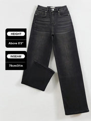 【Tall】KatchMe Women's Wide Leg Jeans - Mid Rise Relaxed Fit Denim Pants, Soft Stretch Comfortable Trousers for Fall & Winter, Streetwear Casual Bottoms