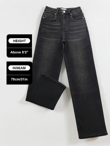【Tall】KatchMe Women's Wide Leg Jeans - Mid Rise Relaxed Fit Denim Pants, Soft Stretch Comfortable Trousers for Fall & Winter, Streetwear Casual Bottoms