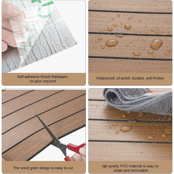 Self-Adhesive Wood Effect Wallpaper 3D Wood Panel Vinyl Wrap Peel and Stick Waterproof Sticky Back Plastic for Walls Furniture Cabinets 40cm x 300cm