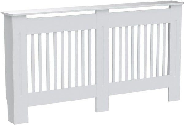 Radiator Cover Cabinet Large Small Wooden Radiator Cover, White Wood Painted MDF Cabinet Heater Cover Cabinet, Slats, Grill, Wood Top Shelf Easy Assembly for Living Room, Hallway, Bedroom Decoration