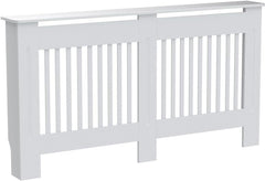 Radiator Cover Cabinet Large Small Wooden Radiator Cover, White Wood Painted MDF Cabinet Heater Cover Cabinet, Slats, Grill, Wood Top Shelf Easy Assembly for Living Room, Hallway, Bedroom Decoration