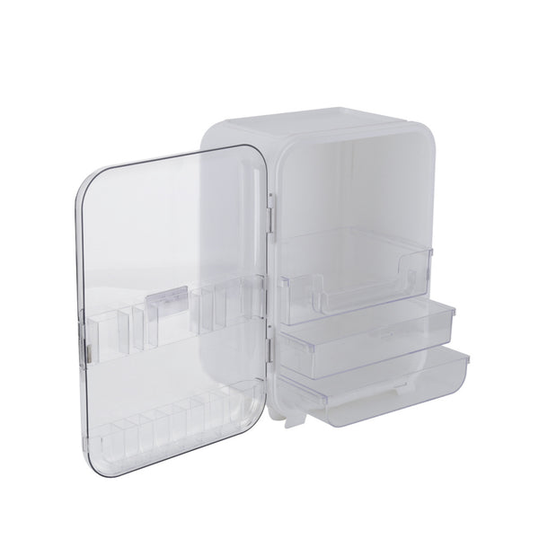 Multi-Function Make Up Case with Transparent Drawers, Plastic Jewelry Box, White Drawer-style Storage Box for Office, Bathroom, Dressing Table, Bedroom, Living Room, Desk, 25.5*20*36cm