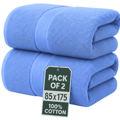 Set of 2 Jumbo Extra Large Bath Sheets – 85 x 175 cm Super Soft, Highly Absorbent, Quality Towels for Bathroom, Spa, Gym & Hotel Use
