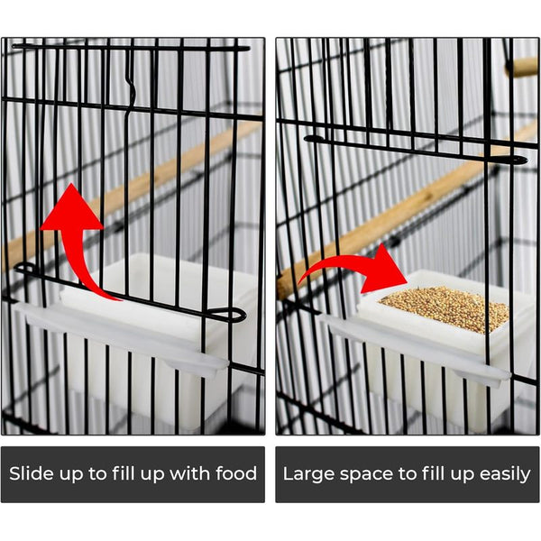 Large Metal Bird Cage for Budgie Parakeet Canary Cockatiel Finch or Lovebird by Crystals (Black)