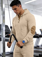 Men's Casual Fashion Set: Knitted Jacquard Hoodie and Sweatpants 2pcs Set