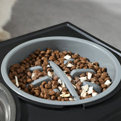 Raised Dog Bowl Height-Adjustable, Elevated Dog bowls with Stainless Steel Bowl and PP bowl, for Small Medium & Large Dogs, Black, 45*26*27.5cm