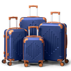 4/5pcs Hard Shell Luggage Set, Expandable & Lightweight Hardside Suitcase With 360° Spinner Wheels (12, 16, 20, 24, 28 Inch) - Stylish White Paired With Brown Luggage