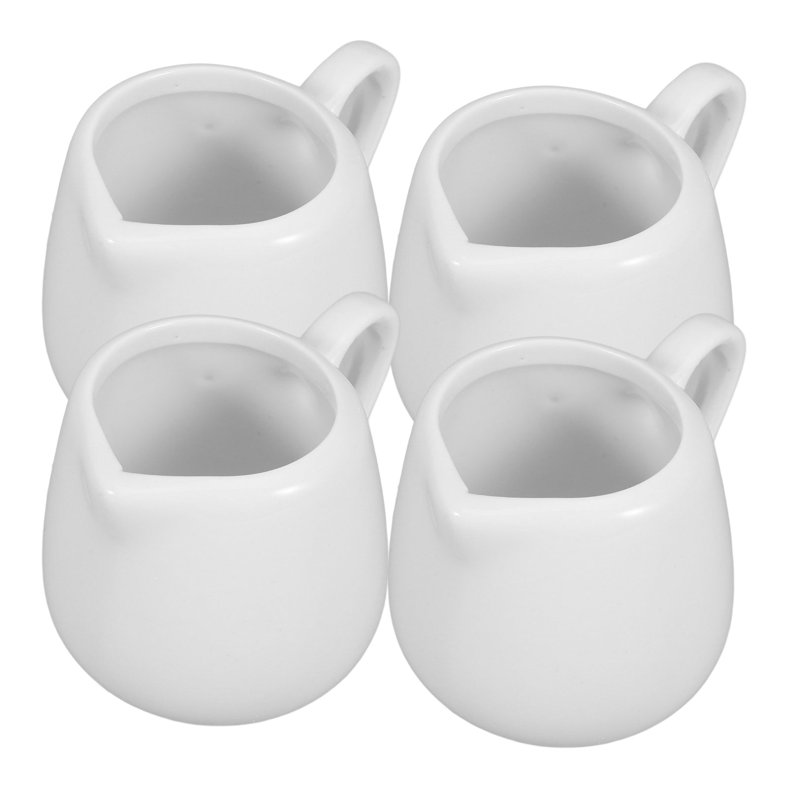 4pcs 50/ 100ml Ceramic Creamer Jugs - Porcelain serving jugs with milk spoons, Sauce jugs, Sauce boats, Pottery creamer jugs with handles for kitchen, coffee and tea - perfect for sauces, syrups and creams (white)