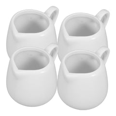 4pcs 50/ 100ml Ceramic Creamer Jugs - Porcelain serving jugs with milk spoons, Sauce jugs, Sauce boats, Pottery creamer jugs with handles for kitchen, coffee and tea - perfect for sauces, syrups and creams (white)