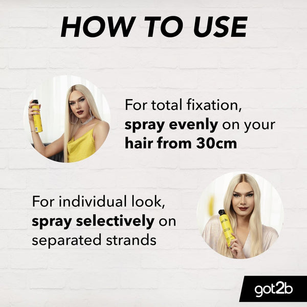 Got2B Glued Blasting Freeze Hairspray 300 Ml, Glued Hairspray for up to 72H Ultra Strong Hold, Hairspray Got2B, for Extreme Hairstyles, Vegan Formula