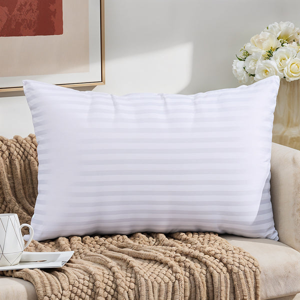 2/4/8-Pack Decorative Throw Cushion Cores, Hotel-Grade Premium White Satin Stripes Cushion Pads Deep Fill Inner Hollowfiber Filled Cushions Inserts (14