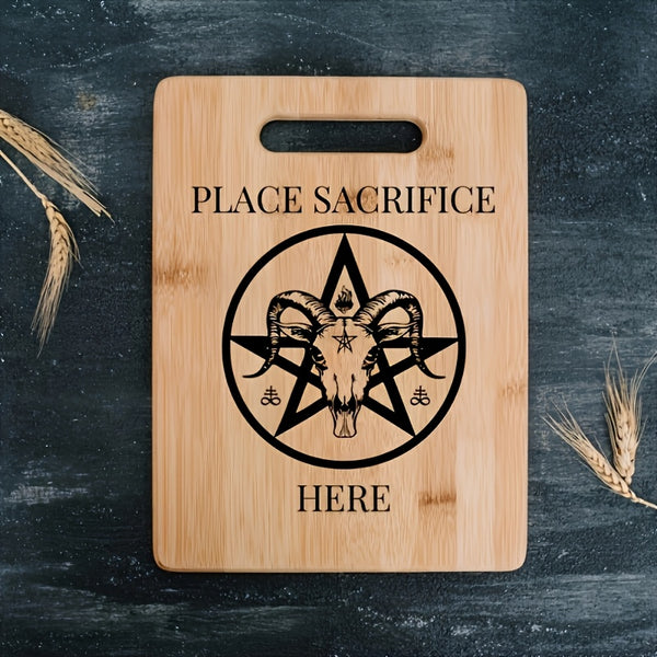 1pc Cutting Board, Chopping Board, Carved Cutting Board, Laser Carved Funny Bamboo Cutting Board, Kitchen Decoration, Creative Home Gifts For Friends, Bamboo Material, Outdoor Portable Cutting Board, Cutting Fruits And Vegetables, Double-sided Usable