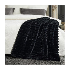 Chunky Cord Throw Blanket Ribbed Faux Fur, Thick Fleece Blanket Throws Decorative Winter Warm Blanket Ultra Soft Warm Sofa Throw Blanket for Bedroom Living Room UK Free Shipping