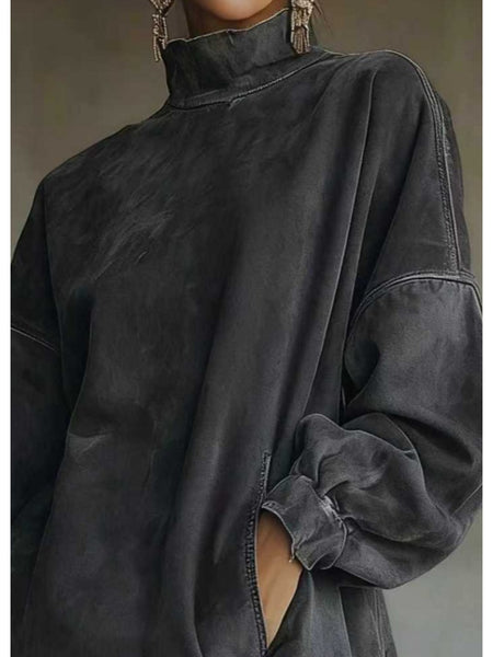 A High-Neck Dress for Women Featuring Fringes, a Loose Fit, Long Sleeves, And Pockets. This Bohemian-Style Skirt Is Perfect for The Relaxed Fashion of Autumn And Winter. It'S Great for Street Style, Holiday Trips