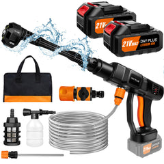 Cordless Pressure Washer, Portable Pressure Washer with 2PCS Batteries,6-in-1 Adjustable Nozzle, 16.4FT Hose Pressure Cleaner for Car/Floor/Garden Cleaning & Watering