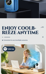 Leafless Portable Air Conditioner Fan, Safe And Hassle-Free with Bladeless Design, Six-Speed Quiet Cool Fan, 1-6 Hour Timer Shutoff, Built-In Humidification Function, Water And Ice Compatible, Suitable for Bedroom, Room, Office, Tent
