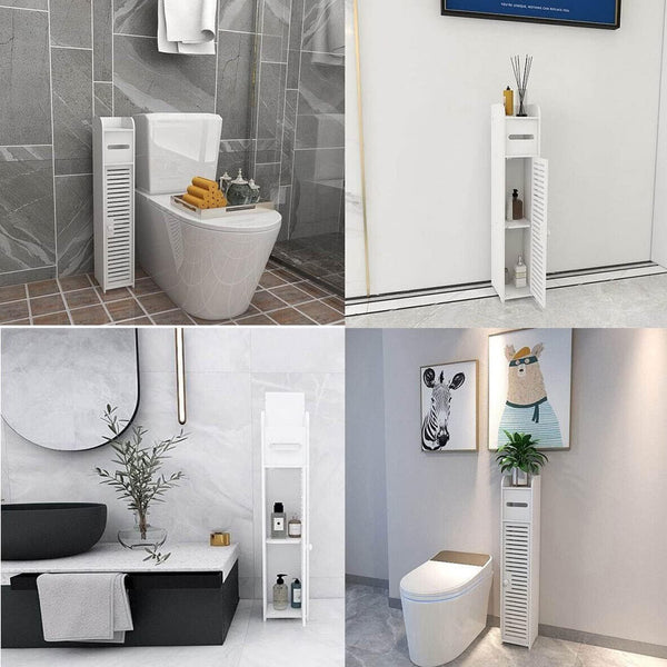 Bathroom Floor Storage Cabinet PVC Storage Unit Bathroom Cabinets Corner Organizer Cupboard for Bathroom Living Room Kitchen Toilet