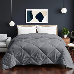 Tog 2.5 | 7.5 | 13.5 Grey All-Seasons Diamond Quilted Duvet Quilt Comforter | All-Seasons Breathable Lightweight Warm Bedding Comforte for Home Hotel