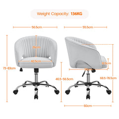 Costoffs Office Chair Tufted Desk Chair with Height Adjustable Seat, Swivel Barrel Accent Chair with Rolling Wheels for Home Office, Pink/White/Cream/Dark Grey/Light Grey