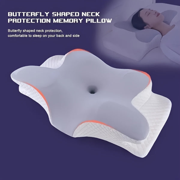1pc Slow Rebound Cervical Pillow, Ergonomic Neck Contour Support for Side Sleep, Machine Washable Cool Soft Pillow Cover