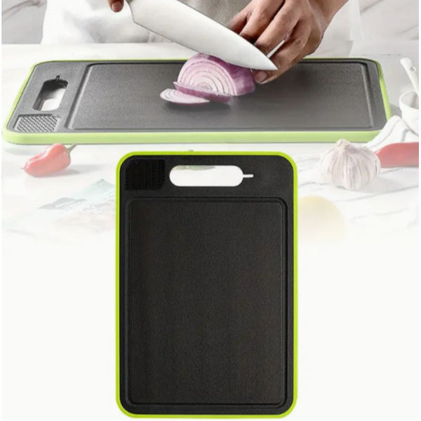 1pc Heavy-Duty Plastic Cutting Board with Non-Slip Surface & Hanging Hole - Space-Saving Kitchen Prep Station, Easy-Clean Black Chopping Board with Measurement Markings & Rounded Edges, Durable Multipurpose Food-Safe Plastic Board for Meat, Vegetables, Fr