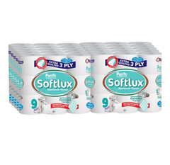 90 Softlux Coconut Fresh Scented 3 Ply Strong Absorbent White Tissue Toilet Rolls