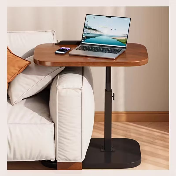 1pc 360 ° Flip Desktop Adjustable Height Small Table, Fashionable and Simple Metal Frame with Wooden Desktop Stable and Not Easy to Shake, Portable and Lightweight Side Table Snack Table - Home Office Desk Bedside Table, Essential for Drama Enthusiasts, H