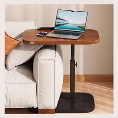 1pc 360 ° Flip Desktop Adjustable Height Small Table, Fashionable and Simple Metal Frame with Wooden Desktop Stable and Not Easy to Shake, Portable and Lightweight Side Table Snack Table - Home Office Desk Bedside Table, Essential for Drama Enthusiasts, H