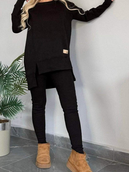 Casual fashion sets - fleece two-piece set, long-sleeved top and pants, available in various colors, casual suits, trendy fashion, suitable for wearing at home in autumn and winter, Women's long pants set, home clothing, autumn fashion, unique two-pi