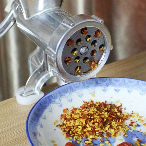 Manual Meat Mincer & Vegetable Mincer - Heavy-Duty Metal Kitchen Tool for Sausages, Beef, Pork, and More - Hand Crank Design, No Electricity Needed, Sausage Making Essential, Ergonomic Handle, Durable Construction