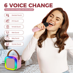 [Wireless Speakers] Wireless Speakers, Portable Speakers, Dual Microphones, RGB Lighting Effects, Multiple Voice-Changing Modes, Suitable for Family Gatherings, Birthday Parties, Outdoor Beaches, And Home Karaoke Machines