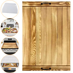 Stove Cover, Wood Stove Top Cover Board, 56 x 75 CM, Brown, Noodles Board for Gas Stove, Kitchen Countertop