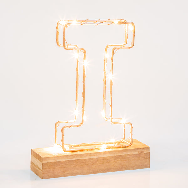 Light Up Letter | LED Alphabet Wire Frame Letter Lights | Rose Gold Copper Initials | Personalised Lighting | Battery Powered | For The Office Living Room Bedroom | Gift For Her
