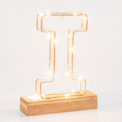 Light Up Letter | LED Alphabet Wire Frame Letter Lights | Rose Gold Copper Initials | Personalised Lighting | Battery Powered | For The Office Living Room Bedroom | Gift For Her
