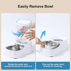 Pet Water Dispenser 3.85L Gravity Automatic Feeding, 304 Stainless Steel Bowl, Removable And Washable, Uncharged, No Battery, For Medium/ Large-Sized Dogs & Cats & Other Pets