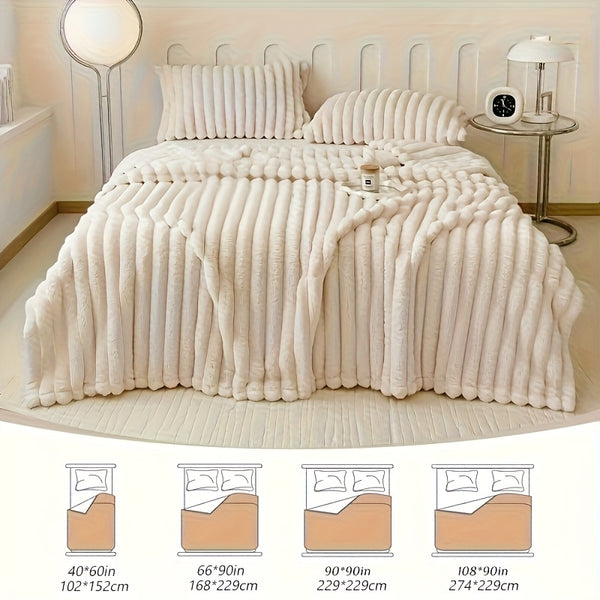 1pc Thickened Blanket Soft And Comfortable Faux Rabbit Hair Reversible Blanket Thermal Fleece Blanket Nap Blanket Air Conditioning Blanket Office Outdoor Camping Gift Blanket Perfect For All Seasons