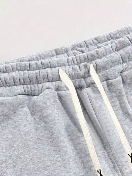 Three-pc Men's Solid Color Plain Elastic Waistband Drawstring Ribbed Cuffed Casual Jogger Pants, Men's Dress Administrative Trousers