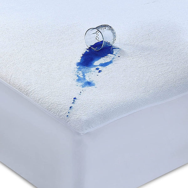 Caroline Shatuik 100% Waterproof Mattress Protector Double-30Cm Extra Deep Stretch Skirt Non-Noisy Terry Top Fitted Mattress Protector Double Bed Cover(137X190Cm)