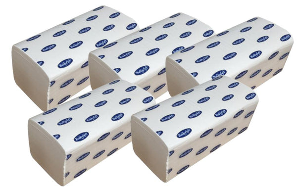 Bulky Soft Premium Z-Fold 2Ply White Hand Towels | 5 x 150's Per Sleeve | 750 Towels