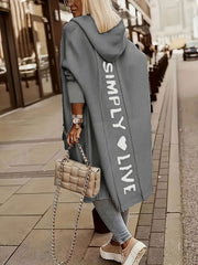 Casual Solid Color Long Sleeve Open Front Hooded Cardigan for Fall And Winter Cardigan for Women, Loose And Outerwear, Perfect for Commuting And Casual Outfits