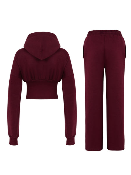 Women Corset Fit Hoodie and Trouser 2Pc Zip Tracksuit Set 2Pc Set with Zip Front, Long Sleeves and Straight Leg Pants, Perfect for All Seasons, Top Set