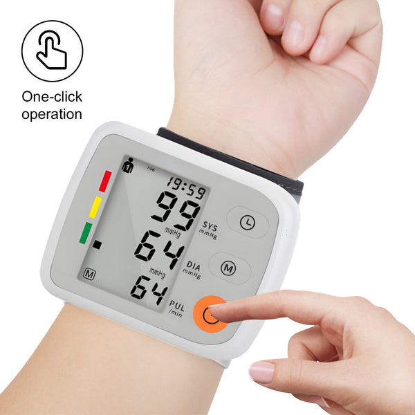 JIACOM Digital Blood Pressure Monitor with Pulse Rate Detection - Adjustable Wristband, Soft LCD Display, Battery Powered, Easy-to-Use for Adults & Teens, Voice Broadcast Function, Blood Pressure Wristband | Sleek White Design | Soft Fabric, Blood Pressur