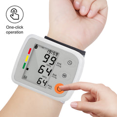 JIACOM Digital Blood Pressure Monitor with Pulse Rate Detection - Adjustable Wristband, Soft LCD Display, Battery Powered, Easy-to-Use for Adults & Teens, Voice Broadcast Function, Blood Pressure Wristband | Sleek White Design | Soft Fabric, Blood Pressur