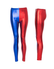 RUFEDGE Women's Halloween Contrast Red & Blue Leggings | Costume Pants for Women